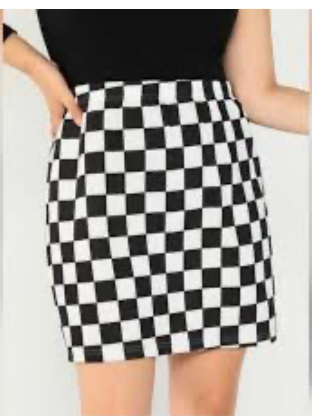 Zara Black & White Checkerboard Mini Skirt